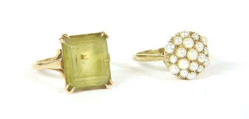 Lot 32 - Citrine ring and cultured pearl ring