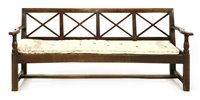 Lot 715 - An elm and oak hall bench