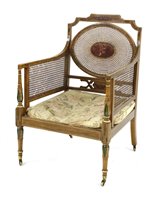 Lot 760 - A Victorian Howard & Sons painted bergère armchair