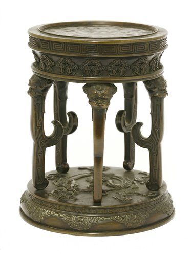 Lot 338 - A Japanese bronze stand