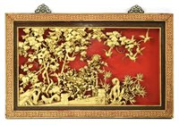 Lot 273 - A Chinese wood hanging panel