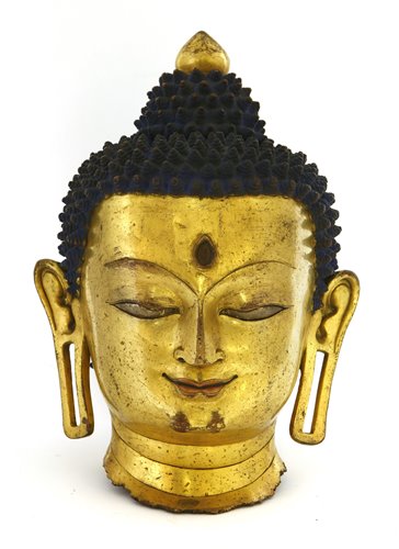Lot 192 - A Chinese gilt bronze head of Buddha