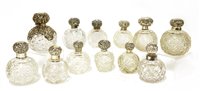 Lot 734 - Twelve assorted silver and cut glass scent bottles