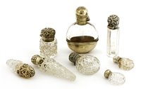 Lot 731 - Eight assorted silver and cut glass scent bottles