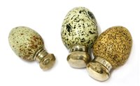 Lot 698 - Three Victorian miniature porcelain egg shaped scent bottles