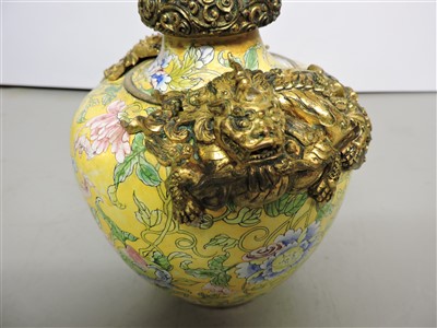 Lot 203 - A Chinese enamelled bronze vase