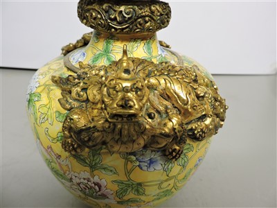 Lot 203 - A Chinese enamelled bronze vase