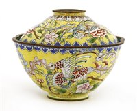 Lot 204 - A Chinese enamelled bronze bowl and cover