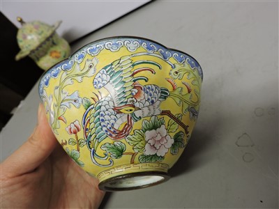 Lot 204 - A Chinese enamelled bronze bowl and cover
