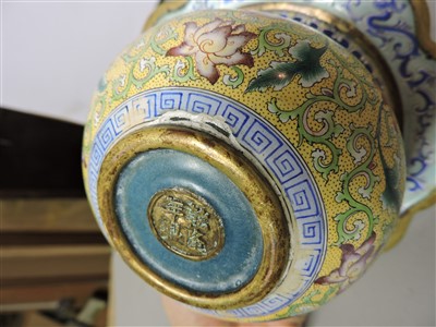 Lot 205 - A Chinese enamelled bronze bowl and cover