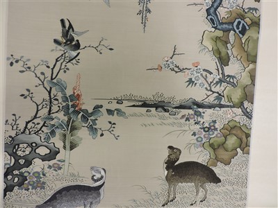 Lot 280 - A Chinese embroidered kesi hanging scroll