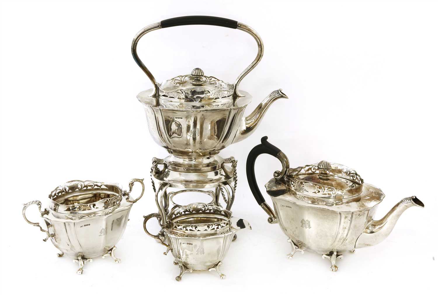 Lot 21 - A four-piece silver tea set