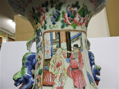 Lot 84 - A pair of Chinese Canton famille rose vases