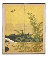 Lot 368 - A Japanese two-panel byōbu folding screen