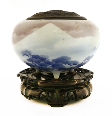 Lot 388 - A Japanese blue and white censer