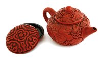 Lot 493 - A Chinese lacquered Yixing teapot