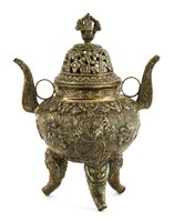 Lot 198 - A Chinese silver censer