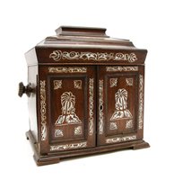 Lot 189 - A rose 19th century casket work box