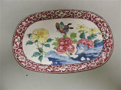 Lot 206 - A Chinese Canton enamelled milk jug and tray