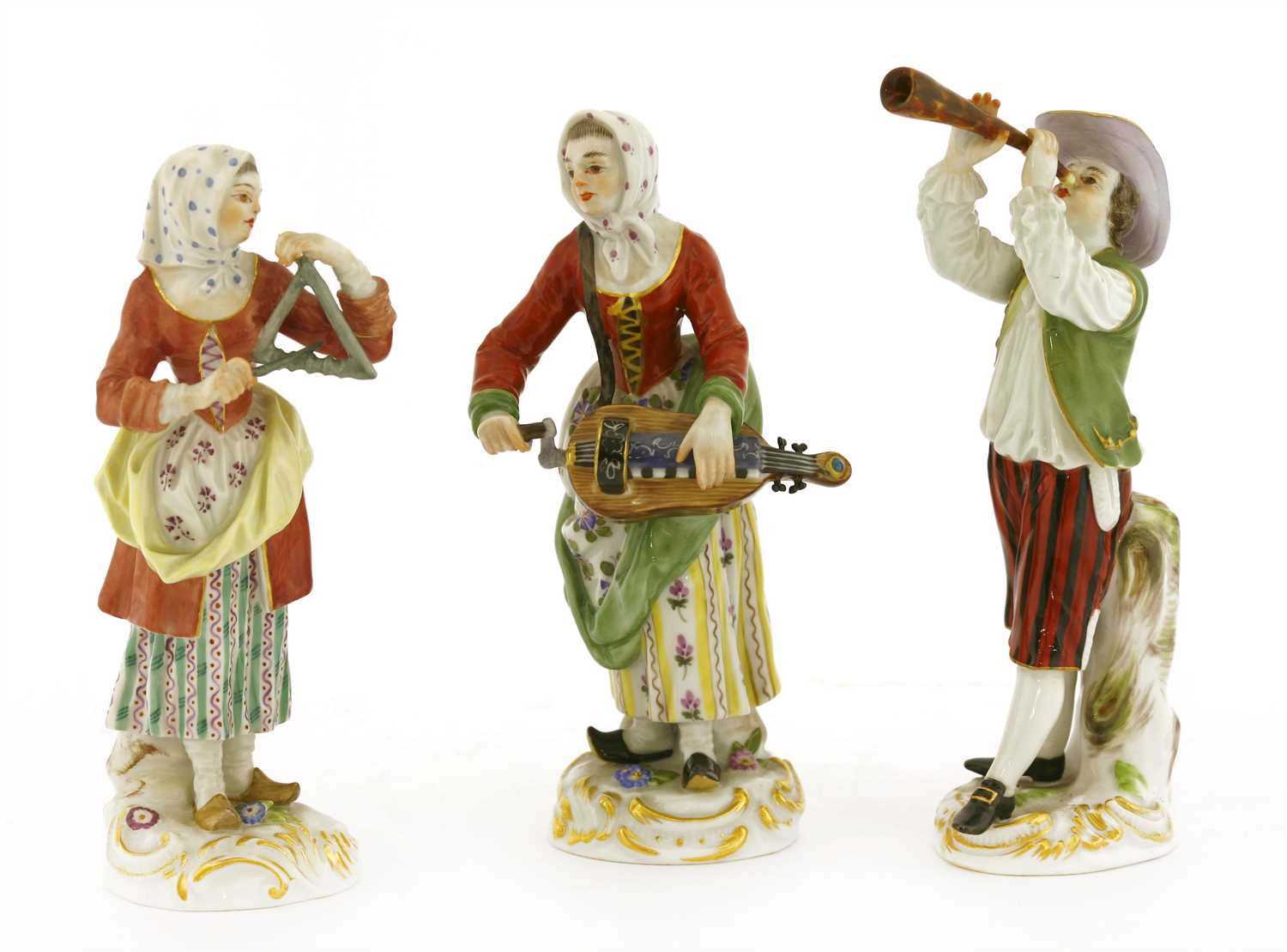 Lot 266 - A collection of three Meissen porcelain figures