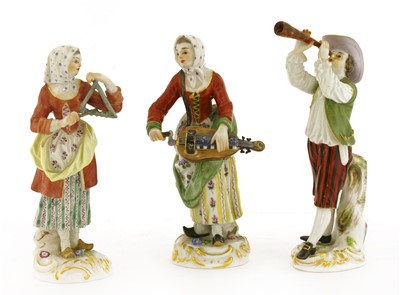 Lot 266 - A collection of three Meissen porcelain figures
