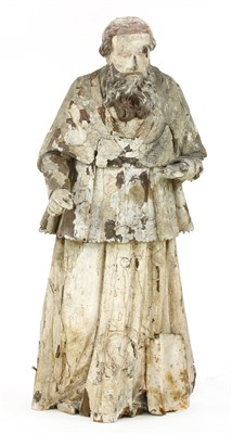 Lot 186 - A carved wood and painted figure of a saint
