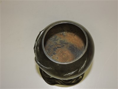 Lot 336 - A Japanese bronze bowl and cover