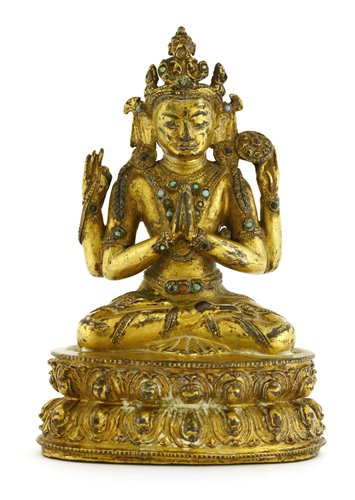 Lot 188 - A Chinese gilt bronze bodhisattva
