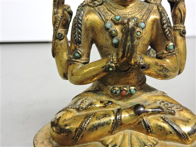 Lot 188 - A Chinese gilt bronze bodhisattva