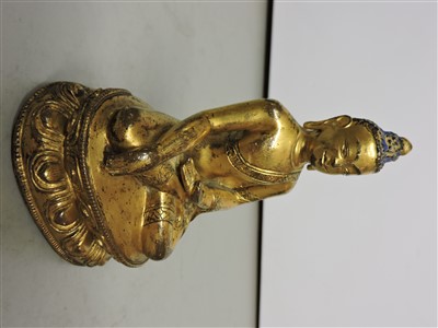 Lot 189 - A Tibetan gilt bronze Shakyamuni