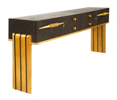 Lot 337 - An Italian palmwood and acer console table