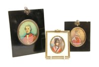 Lot 402 - Three miniature portrait studies of military gentleman