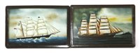 Lot 634 - A pair of oil on glass marine studies