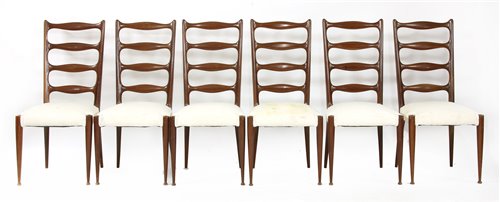 Lot 343 - A set of six Italian dining chairs