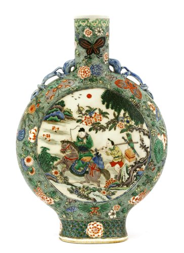 Lot 93 - A Chinese famille verte moon flask