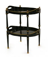 Lot 608 - A two tier black lacquer tray table