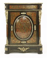 Lot 635 - An ebonised boullework and brass-mounted cabinet