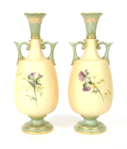 Lot 354 - A pair of Royal Worcester vases