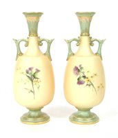 Lot 354 - A pair of Royal Worcester vases