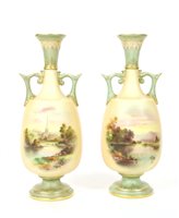 Lot 354 - A pair of Royal Worcester vases