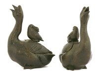 Lot 343 - A pair of Japanese bronze incense burners