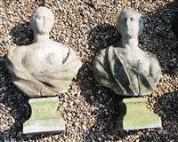 Lot 1021 - A pair of carved marble busts