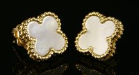 Lot 410 - A pair of gold mother of pearl stud earrings