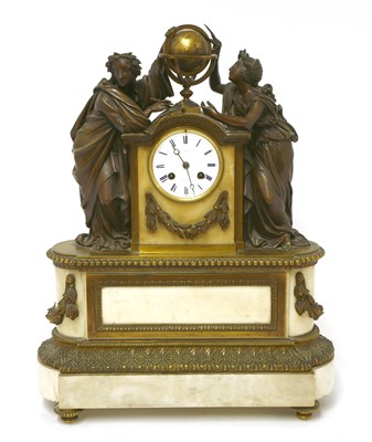 Lot 824 - A French marble and ormolu mantel clock