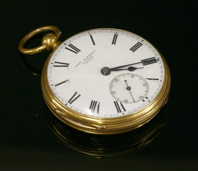 Lot 583 - An 18ct gold key wound open faced pocket watch