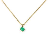 Lot 69 - A single stone emerald cut emerald pendant