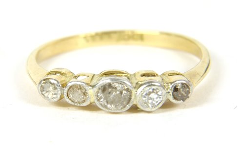 Lot 1 - A gold five stone diamond ring