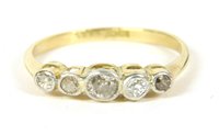 Lot 1 - A gold five stone diamond ring