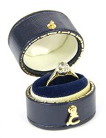 Lot 204 - A gold single stone cushion cut diamond ring
