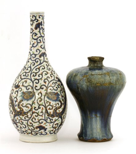 Lot 229 - A Chinese doucai vase, a Shiwan ware meiping vase